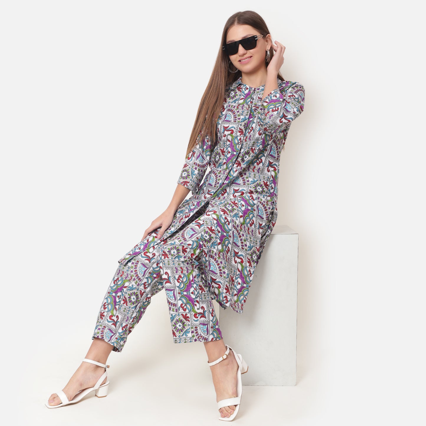 Women Printed Shirt Collar Co-Ords