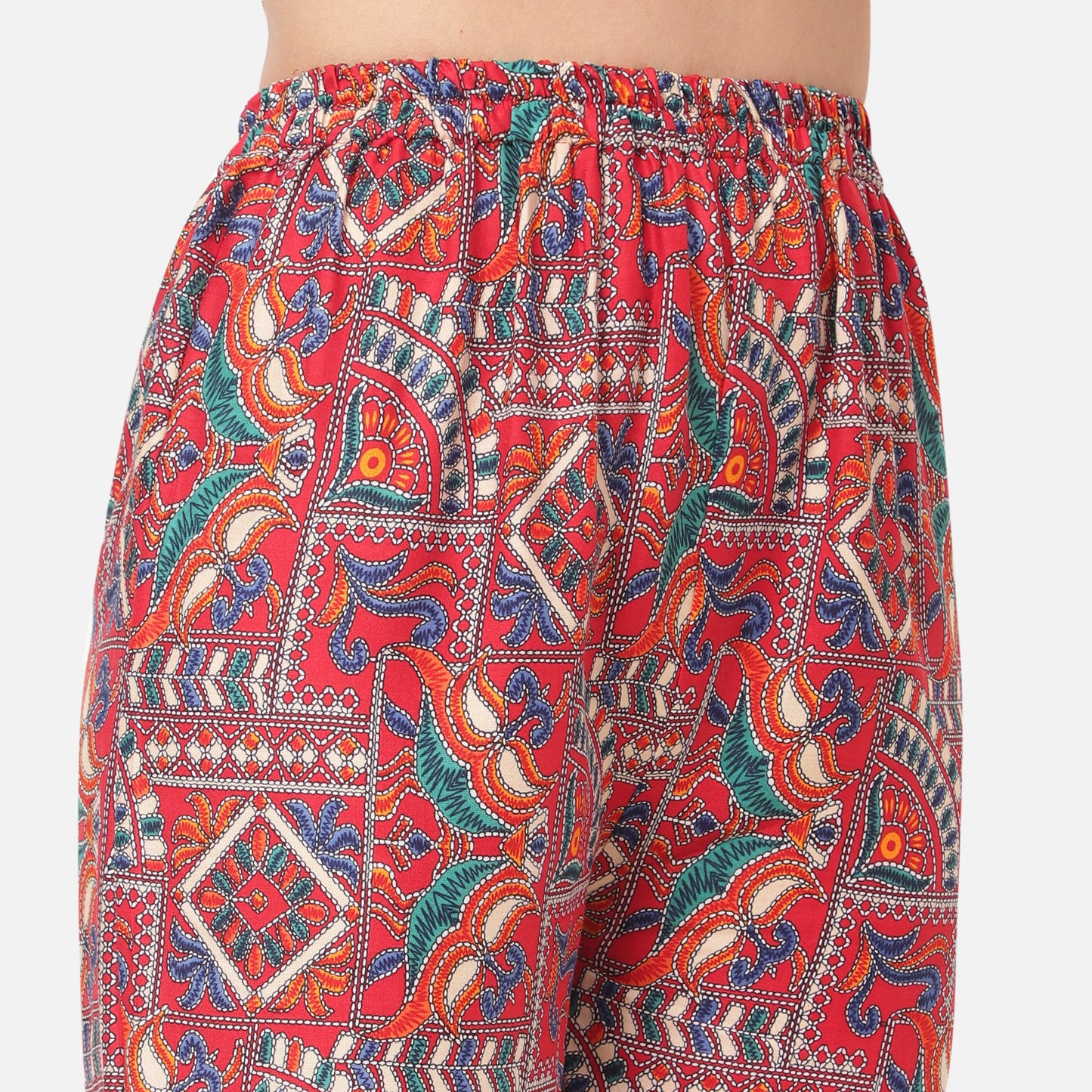 Women Printed Red Shirt Collar Co-Ords
