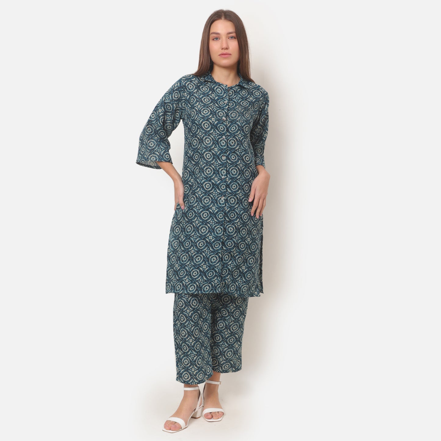 Women Printed Shirt Collar Co-Ords