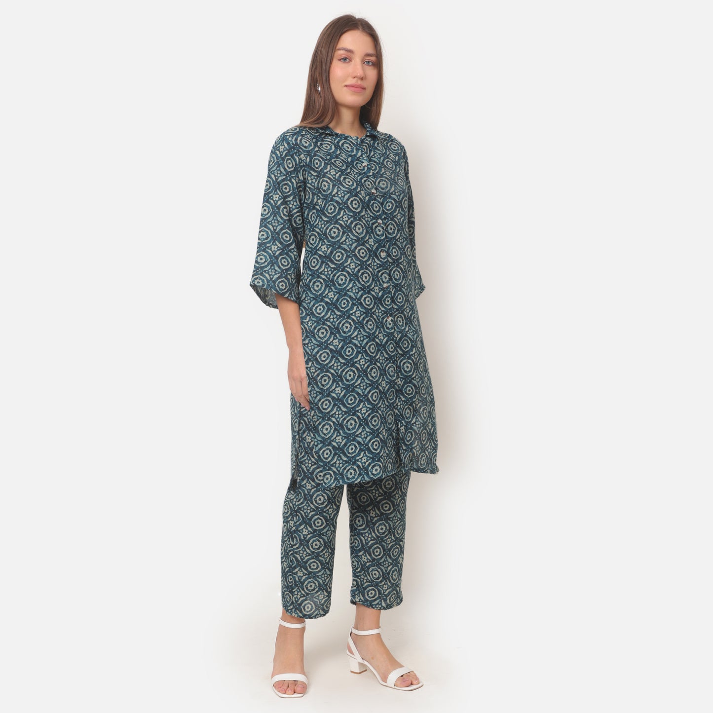 Women Printed Shirt Collar Co-Ords