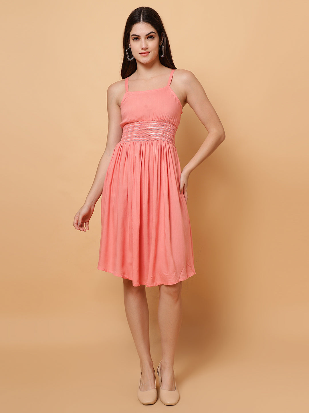 Women Solid Pink Dress