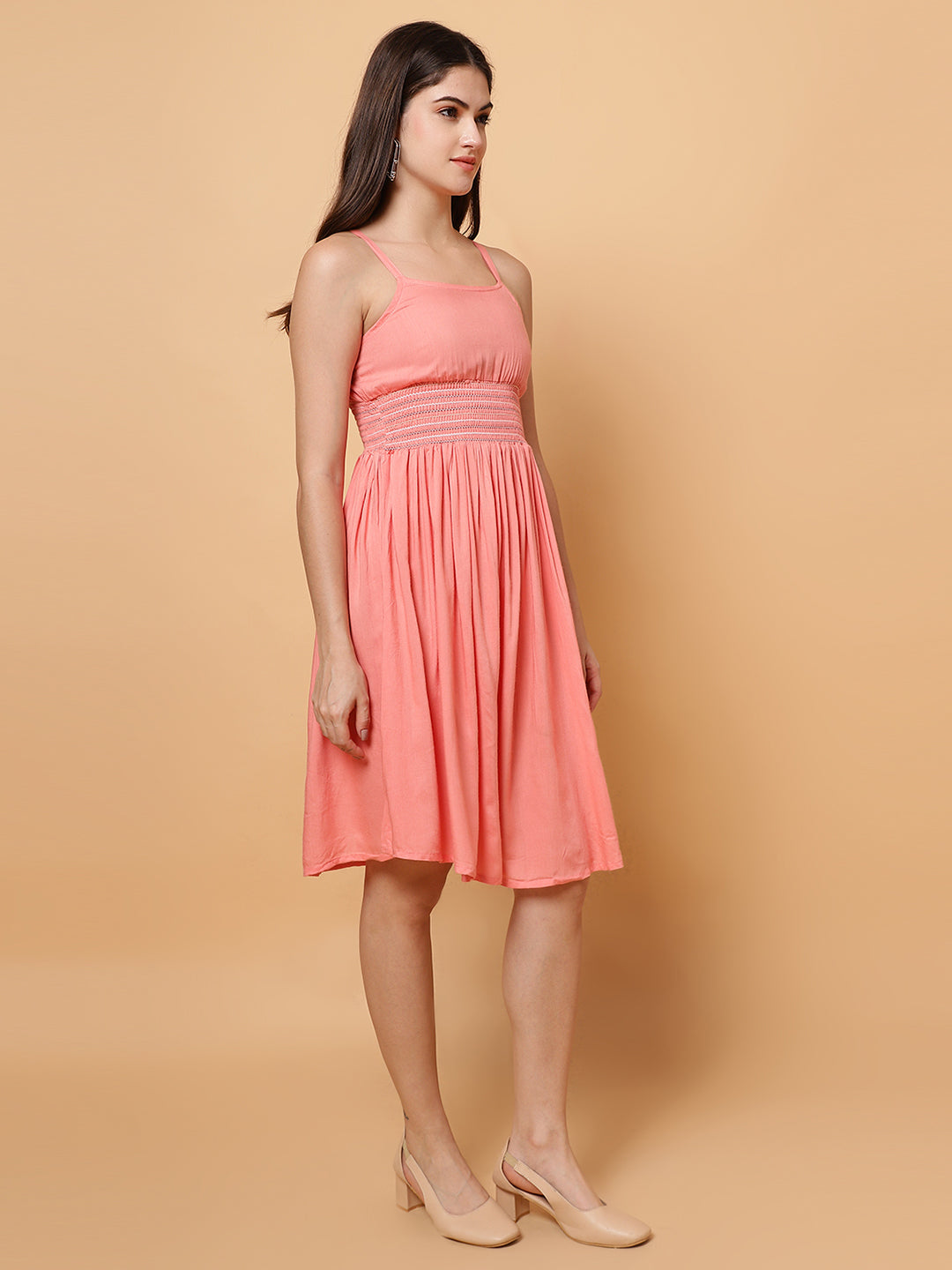 Women Solid Pink Dress