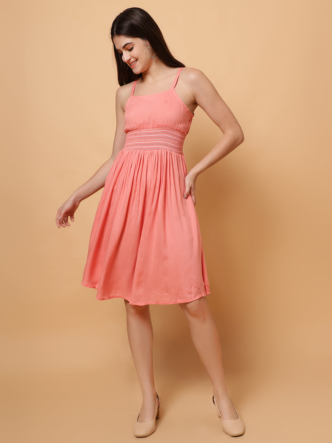 Women Solid Pink Dress
