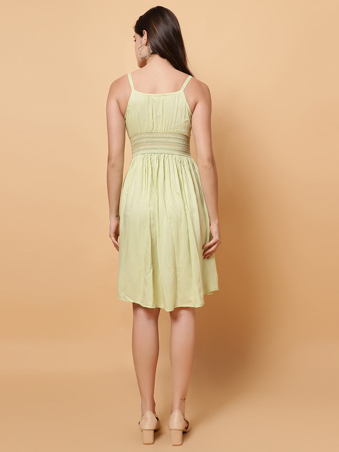 Women Light Green Flared Dress
