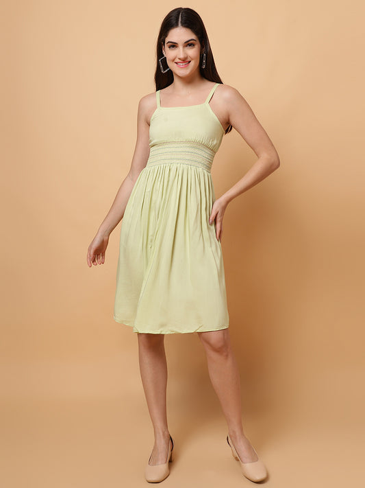Women Light Green Flared Dress