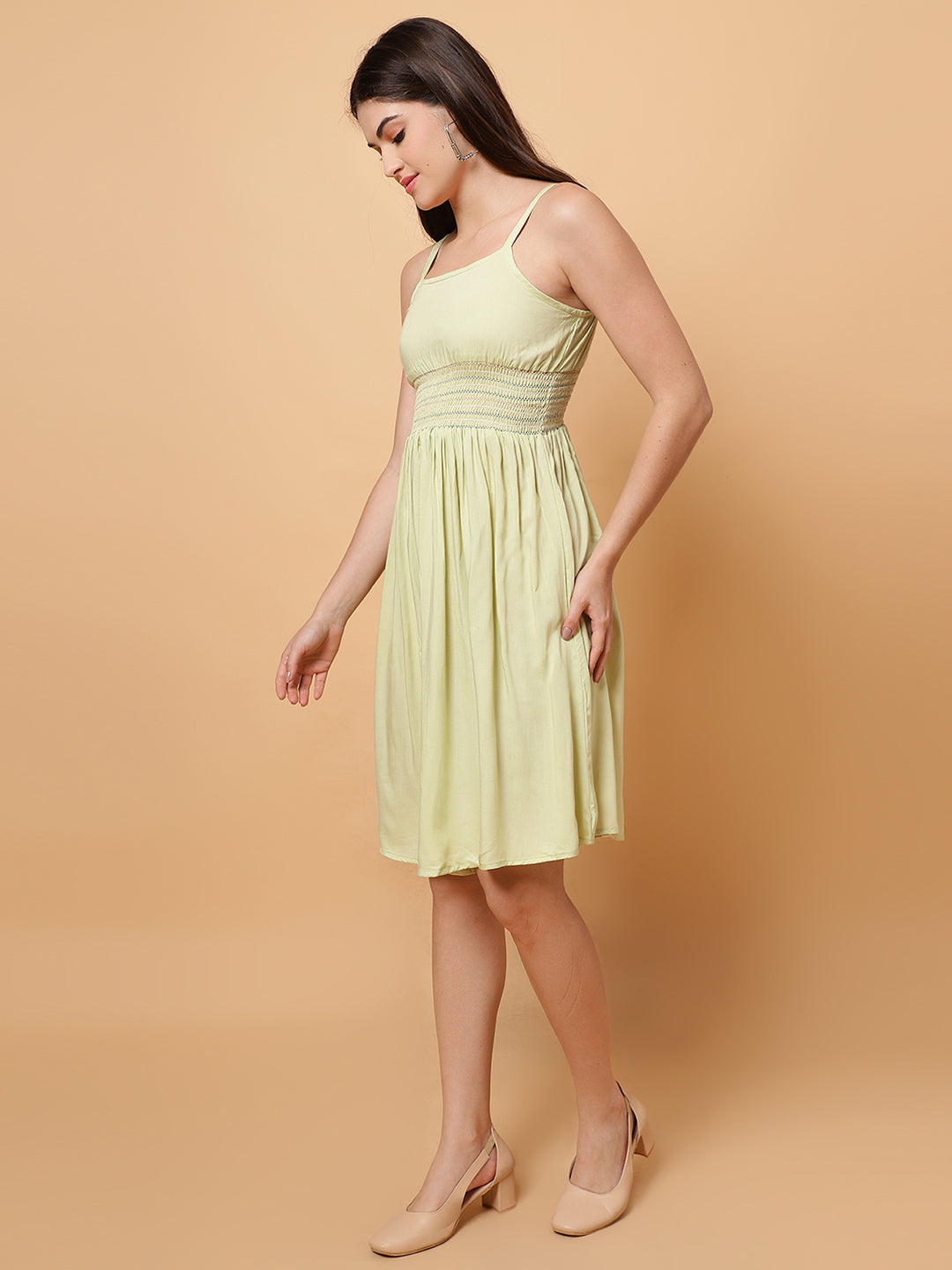 Women Light Green Flared Dress