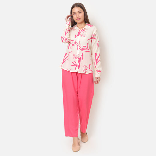 Pink Abstract printed Co-Ords For Women