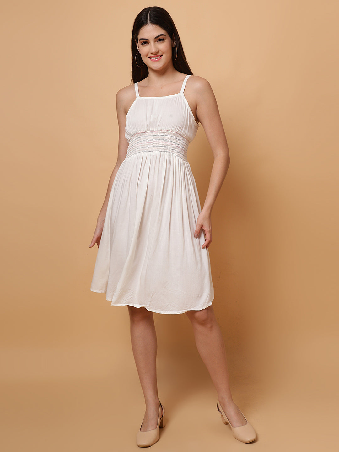 Women Solid White Dress