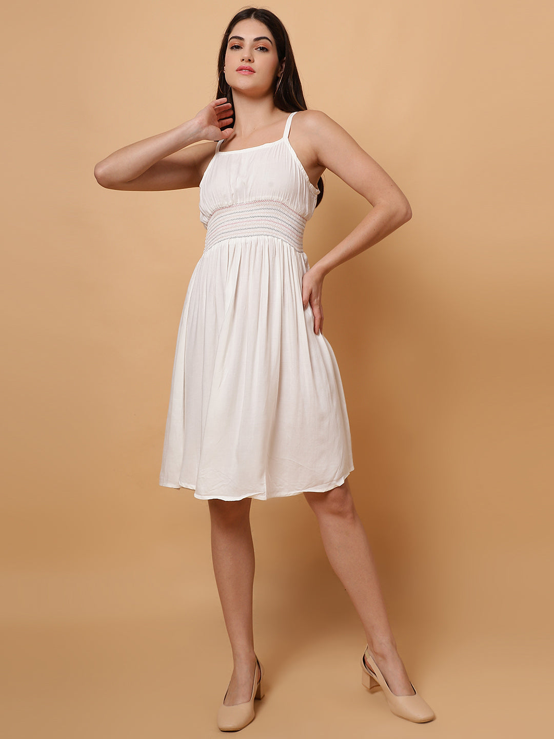 Women Solid White Dress