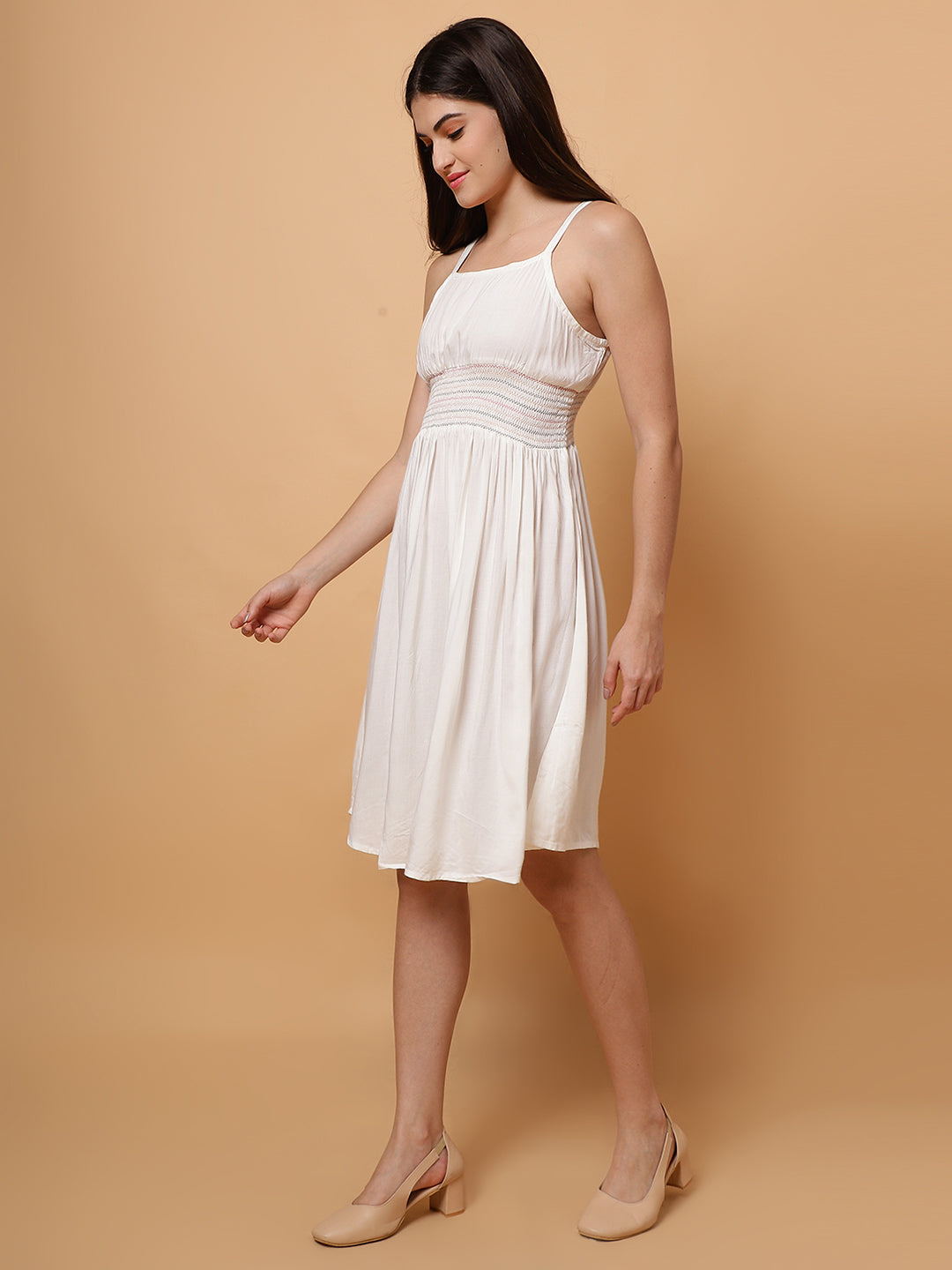 Women Solid White Dress