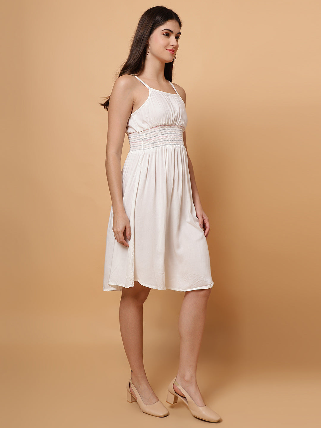 Women Solid White Dress