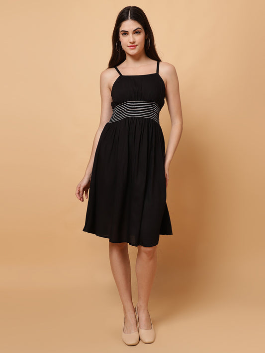 Women Black Strappy Mini Dress