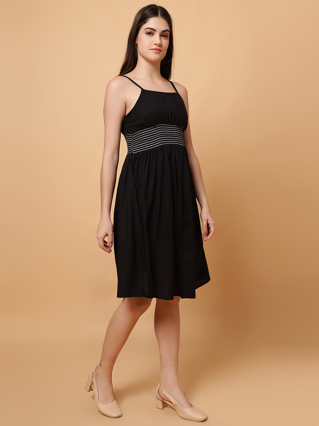 Women Black Strappy Mini Dress