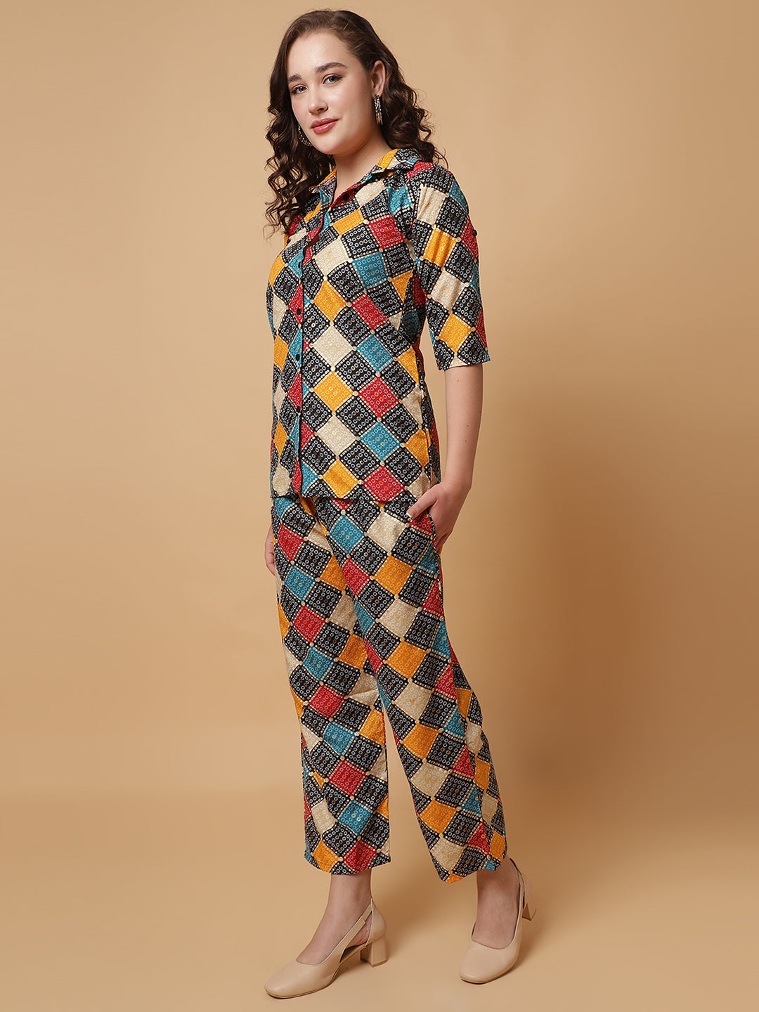 Women Black Printed Shirt Co-Ords.