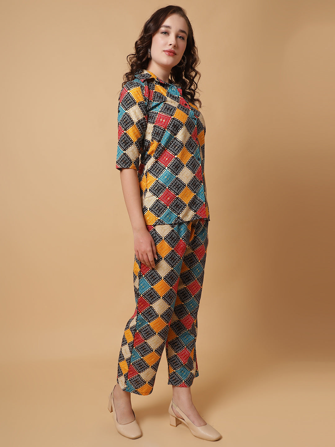 Women Black Printed Shirt Co-Ords.