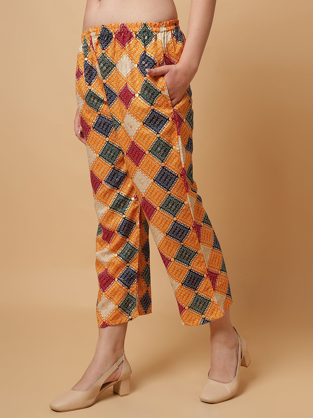 Women Yellow Printed Shirt Co-Ords.