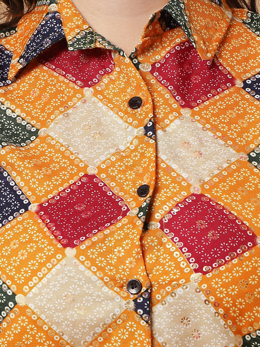 Women Yellow Printed Shirt Co-Ords.