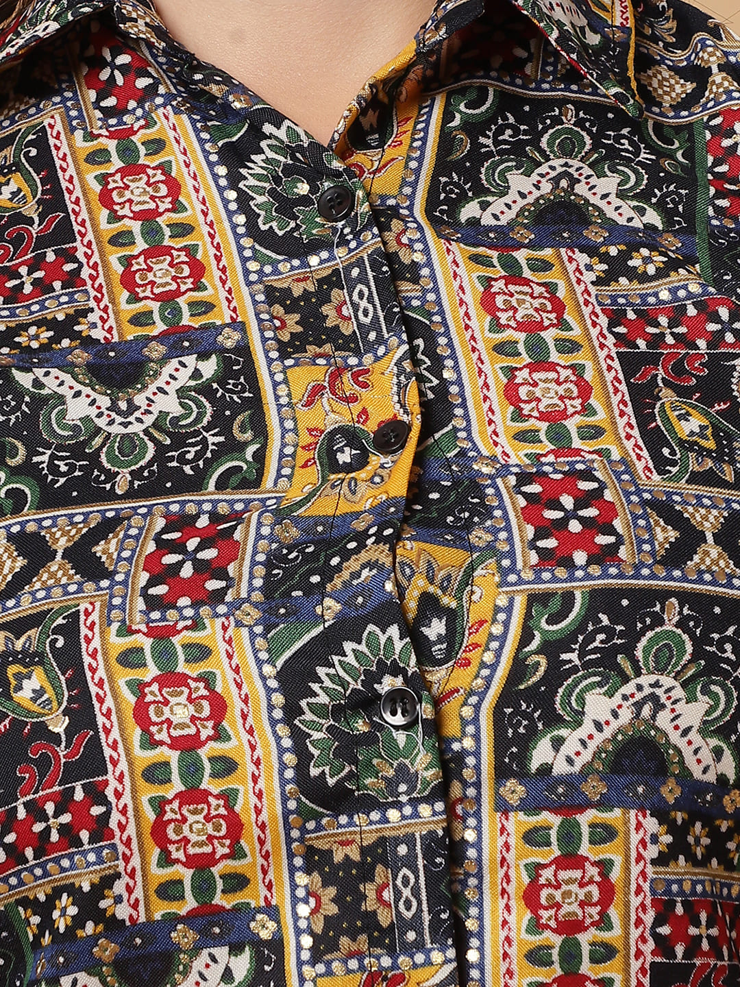 Women Navy Blue Printed Shirt Co-Ords.