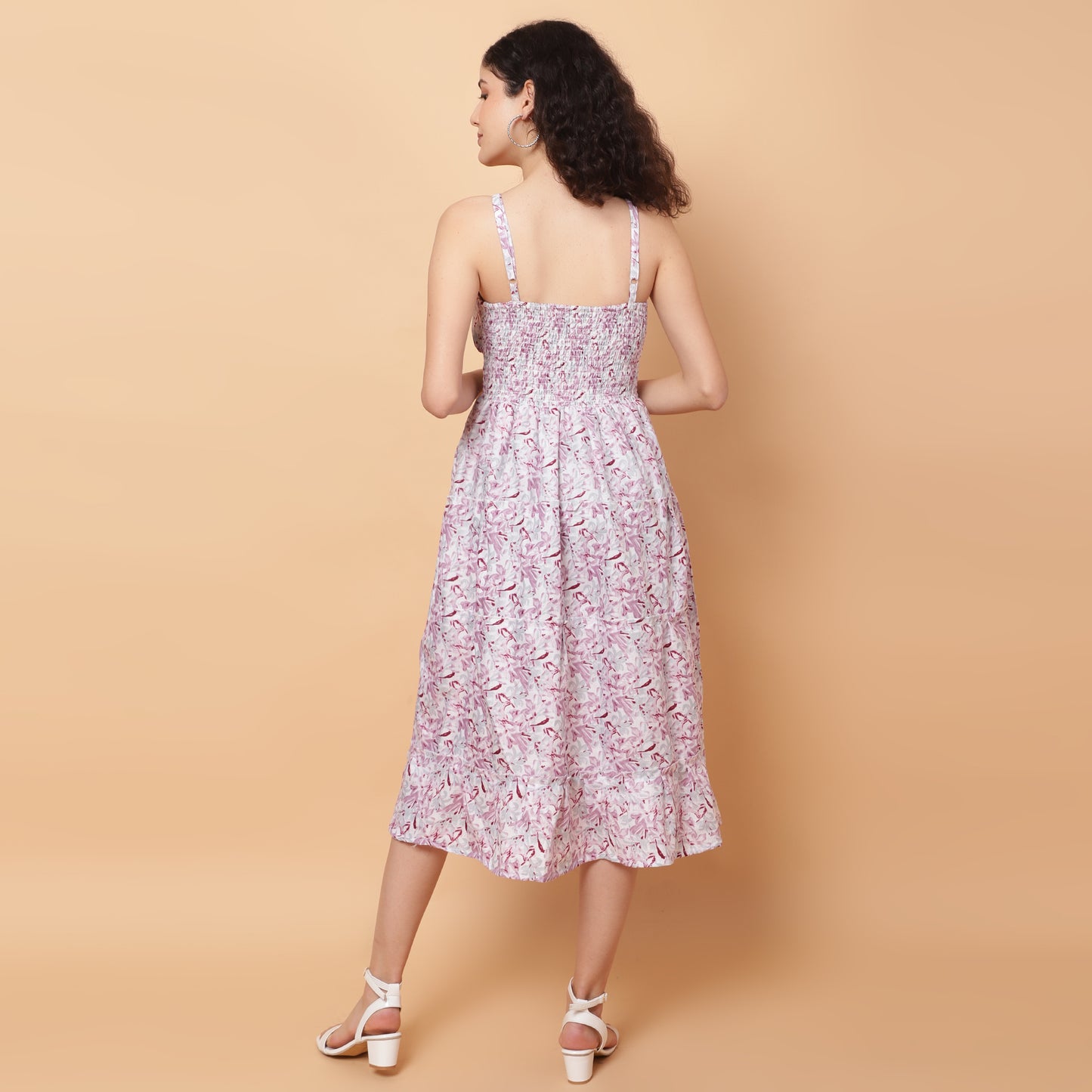 Women Pink Printed Flared Dress