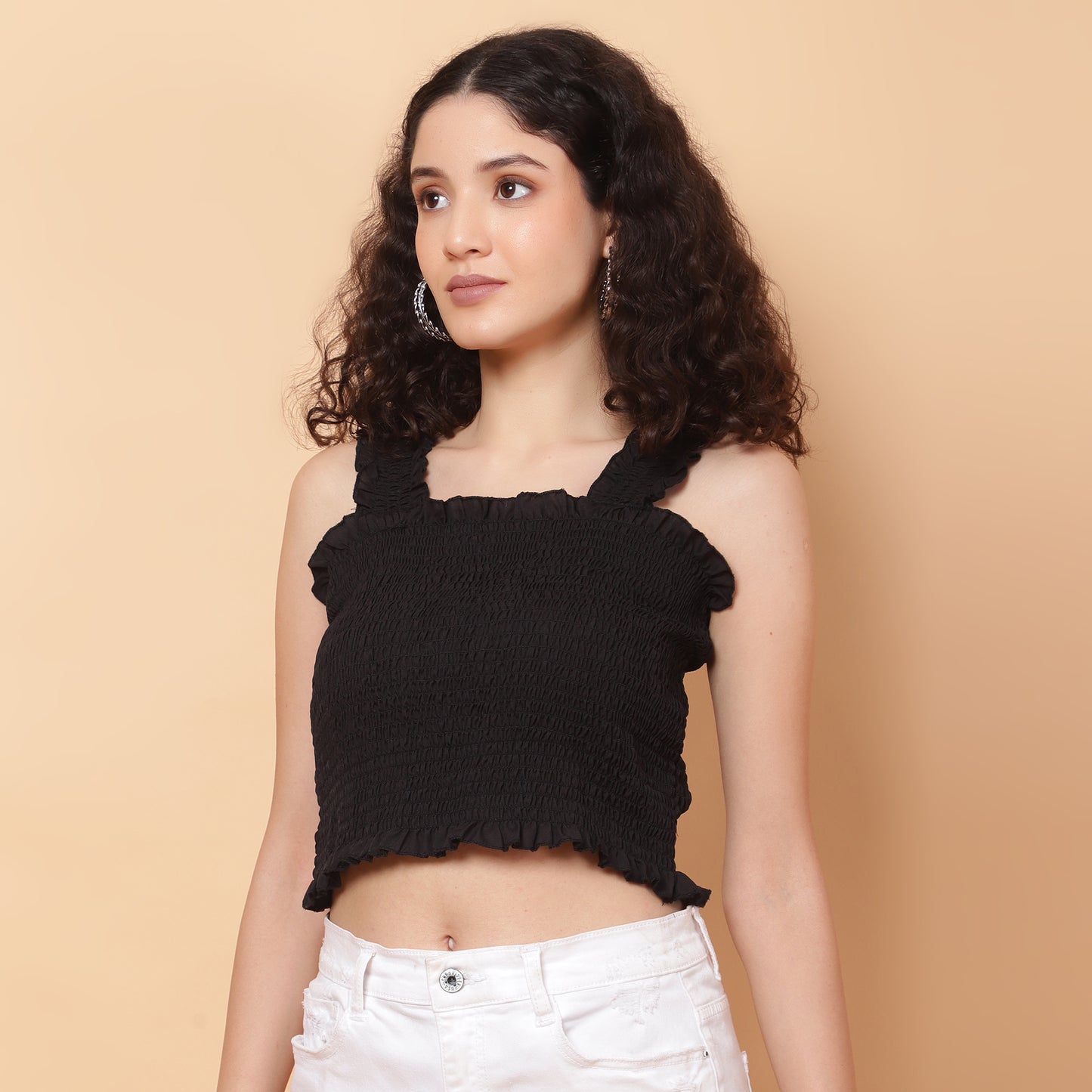 Women Black Smocked Sleeveless Top (Copy)