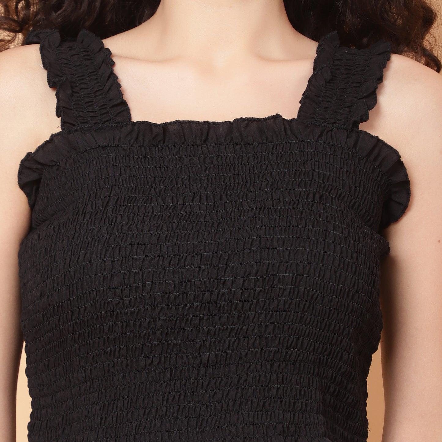 Women Black Smocked Sleeveless Top (Copy)