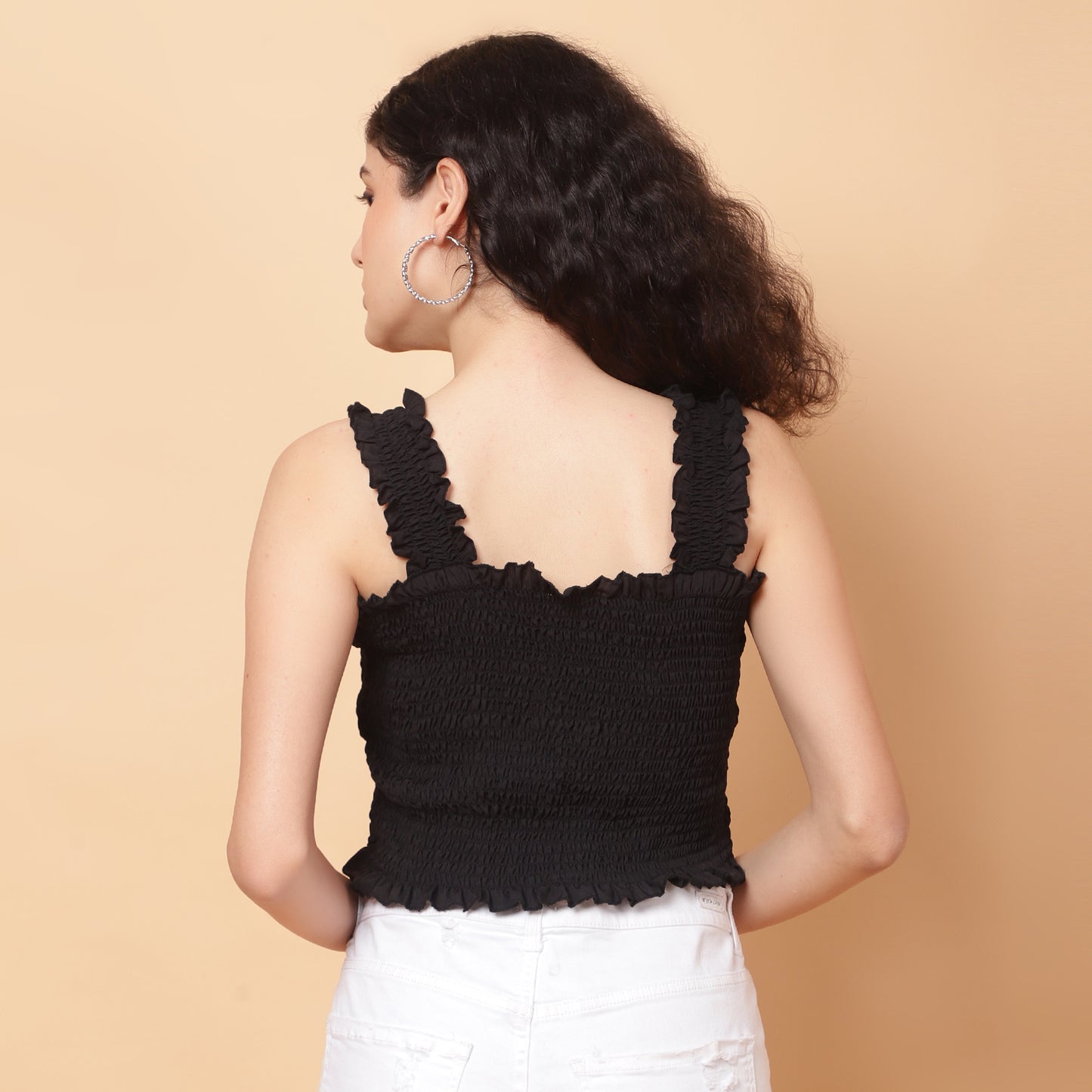Women Black Smocked Sleeveless Top (Copy)