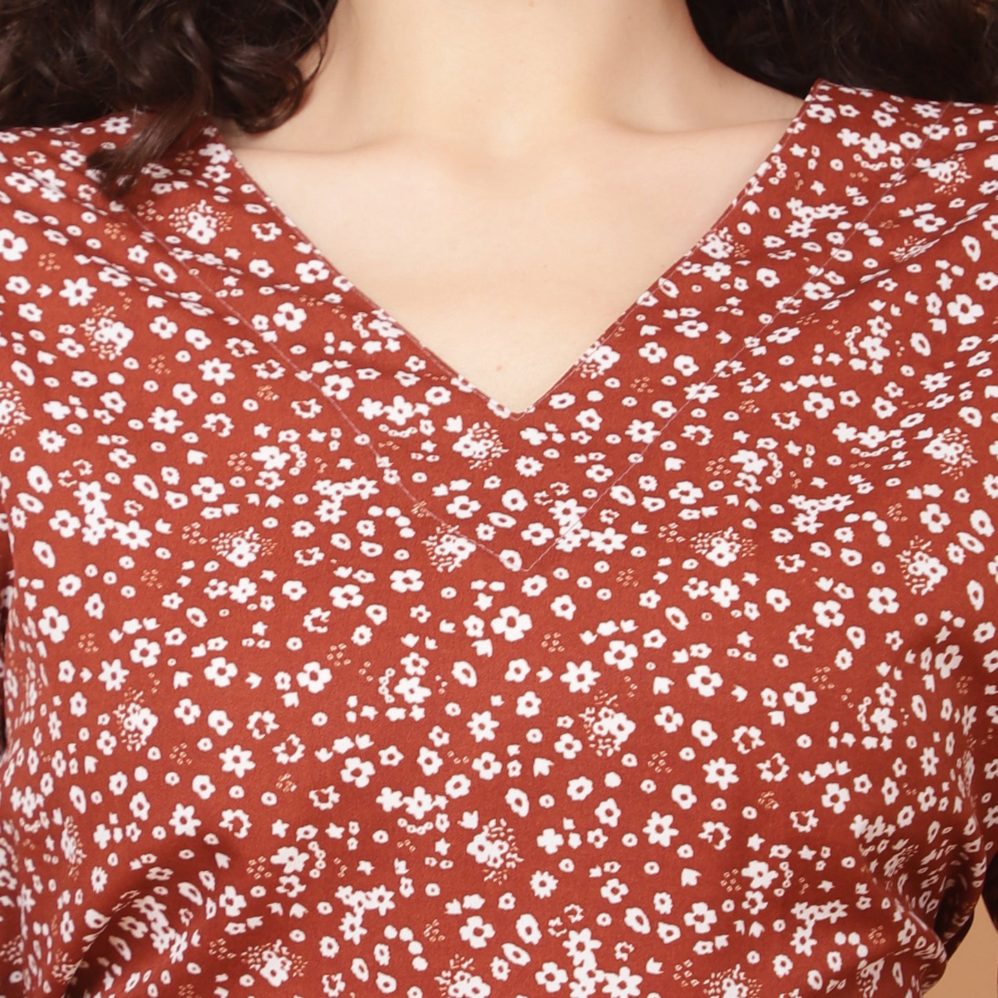 Women Rust V-Neck Crop Top