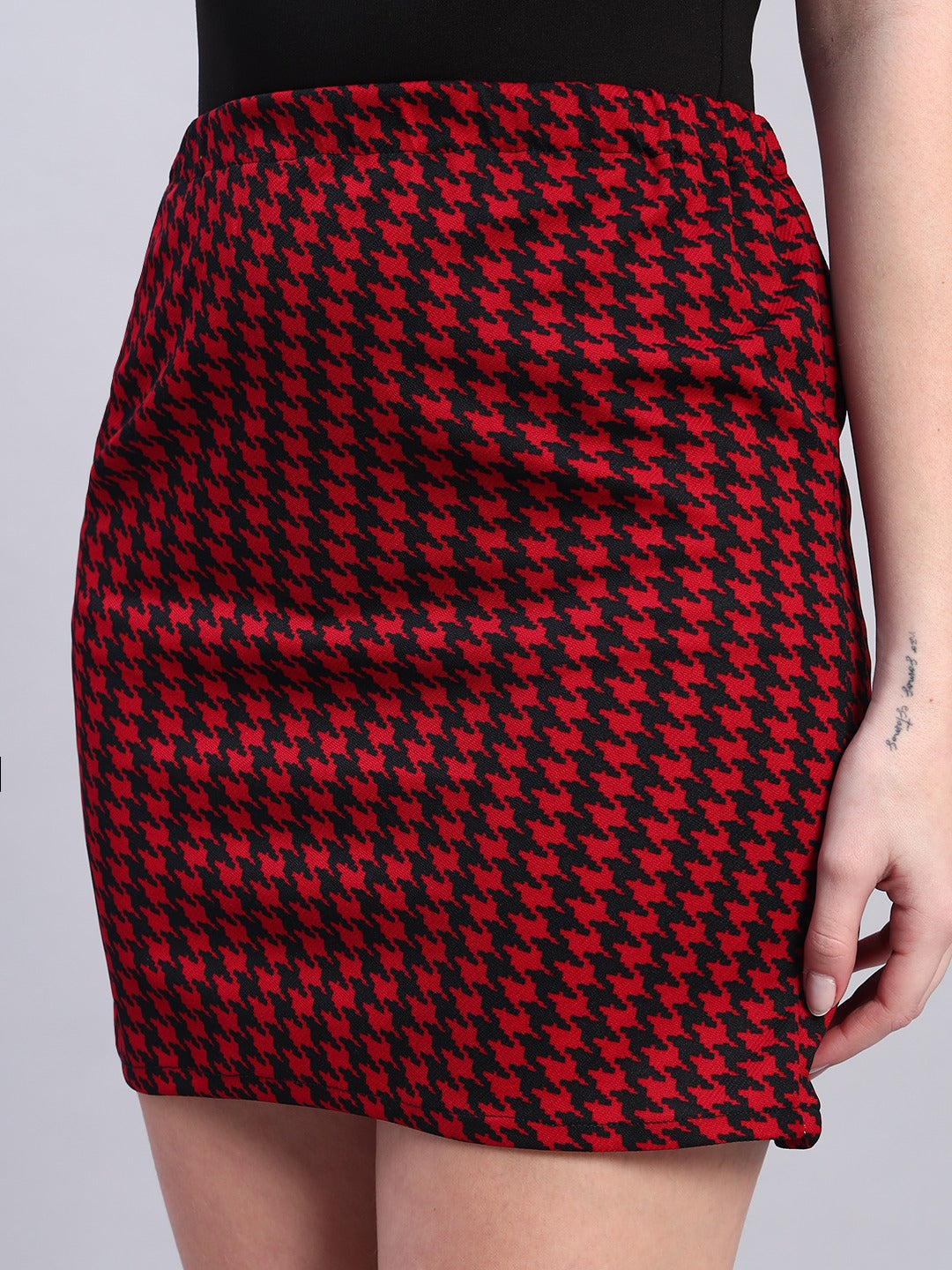 Western Black & Red Bodycon Skirt