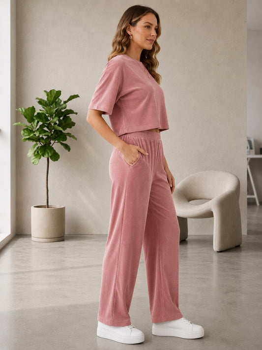Pink Women Solid Co-Ords