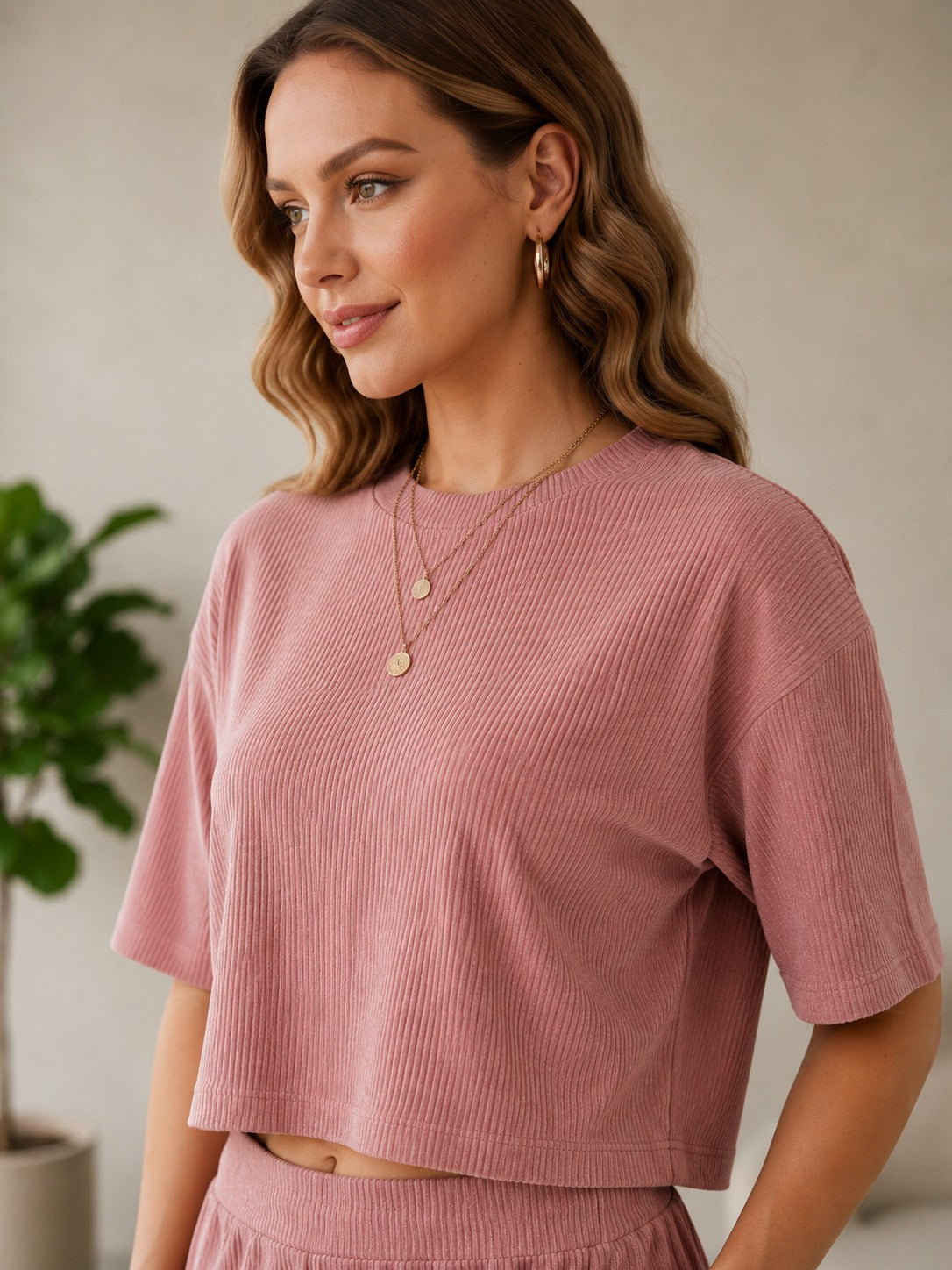 Pink Women Solid Co-Ords