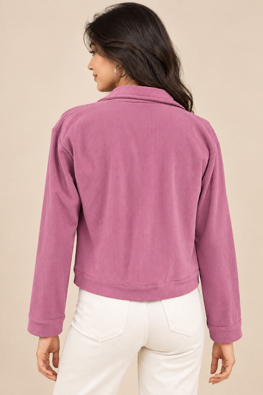 Women’s Solid Cotrise Button Down Winter Jacket