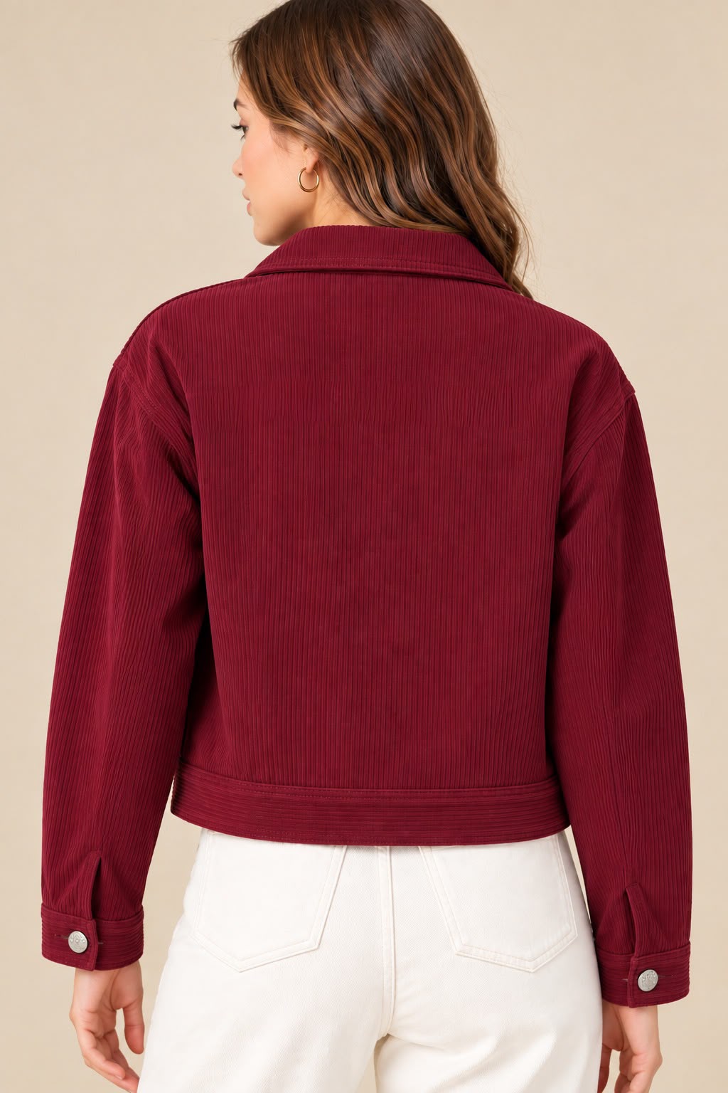 Women’s Solid Cotrise Button Down Winter Jacket