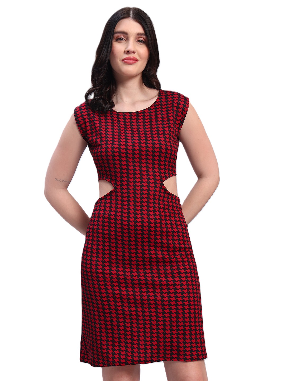 Women Striped Red fited Dress
