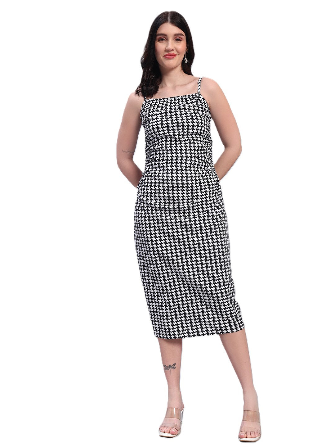 Women Striped Black & White dress